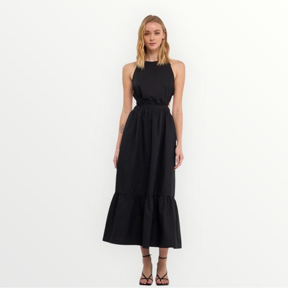 English Factory Cutout Open Back Midi Dress